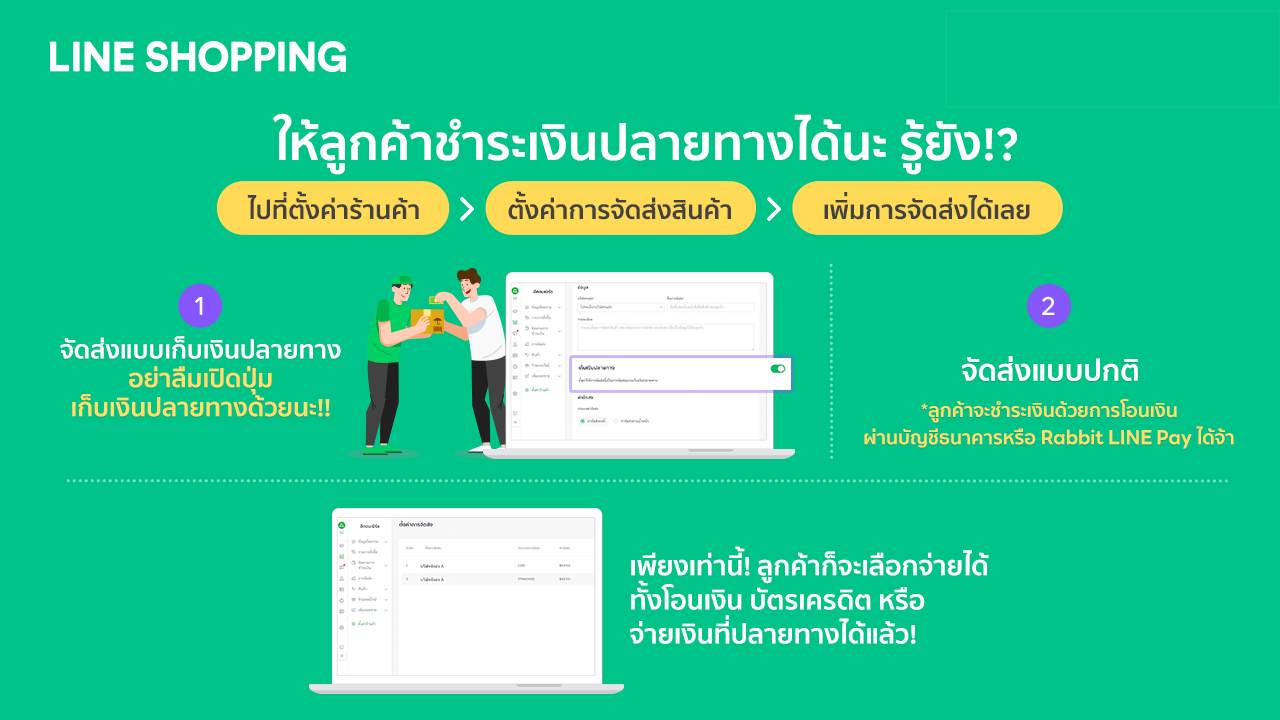 ตั้งค่าการจัดส่งสินค้าบน LINE SHOPPING